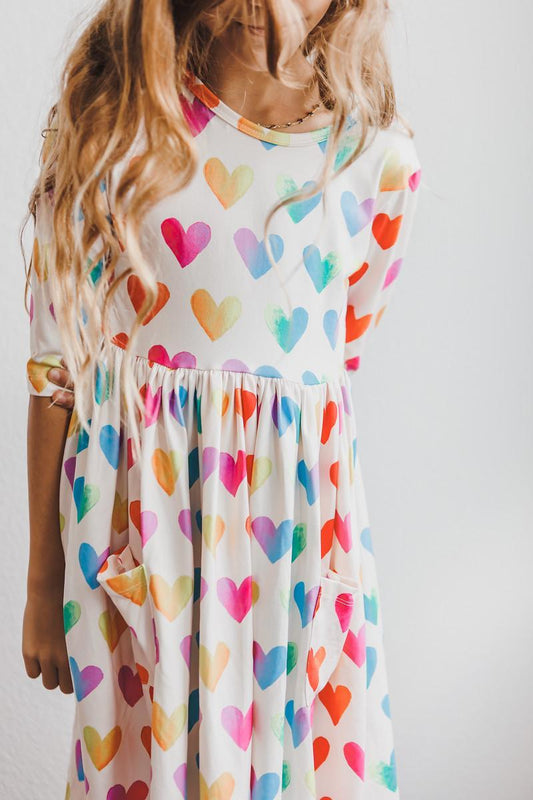 Mila & Rose Lotta Love 3/4 Sleeve Pocket Twirl Dress