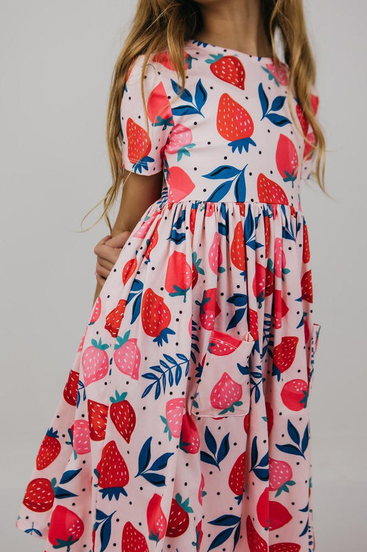 Mila & Rose Sweet Strawberries Short-Sleeve Pocket Twirl Dress