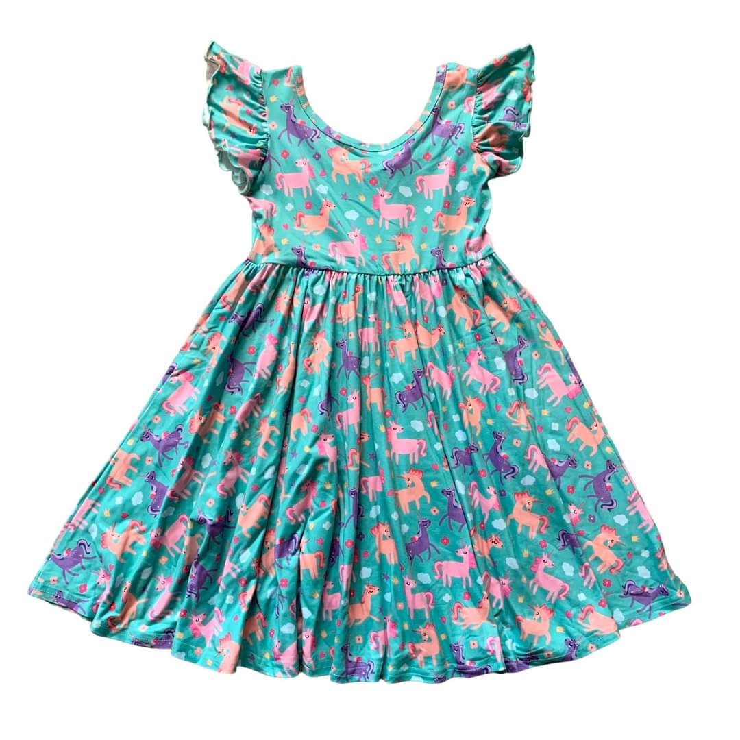 Love & Sprinkles Unicorn Royalty Ruffle-Sleeve Dress