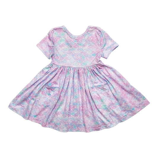 Mila & Rose Mermaid Sparkles Short-Sleeve Pocket Twirl Dress