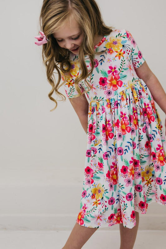 Mila & Rose Life in Full Bloom Short Sleeve Pocket Twirl Dress