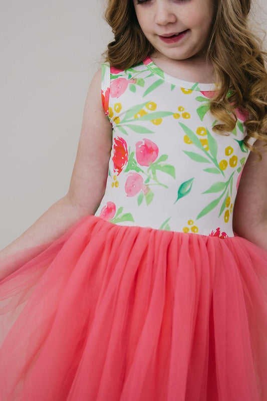 Mila & Rose Watercolor Floral Tutu Tank Twirl Dress