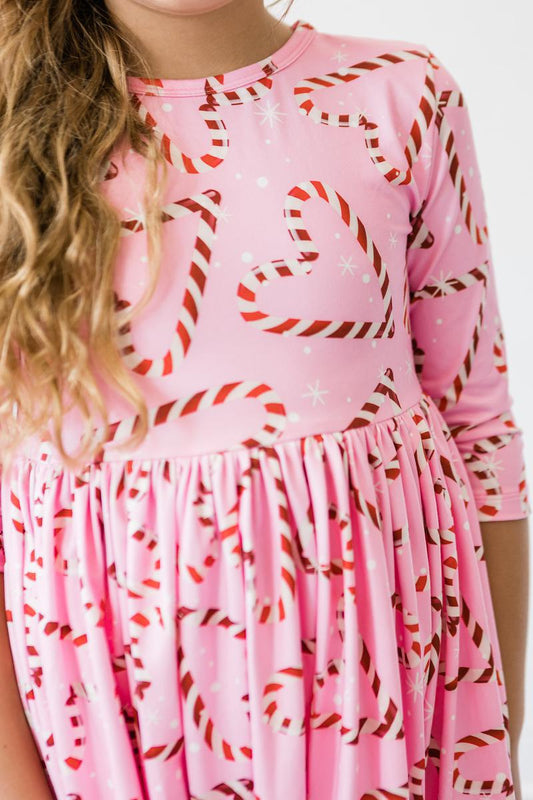 Mila & Rose Candycane Cutie 3/4 Sleeve Twirl Dress