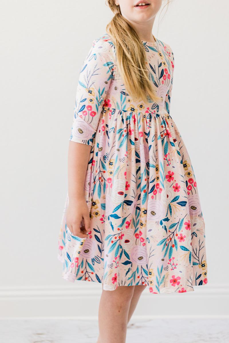 Mila & Rose Whimsy 3/4 Sleeve Twirl Dress