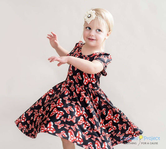 Charlie's Project Mini Bows Short Sleeve Hugs Twirl Dress