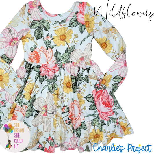 Charlie's Project Wildflowers Long-Sleeve Cloud Soft Twirl Dress