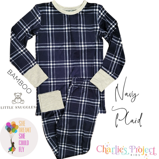 Little Snuggles Navy Plaid Pajamas