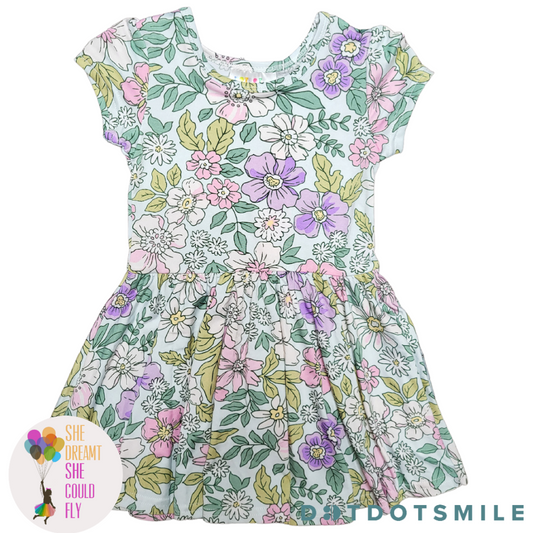 DotDotSmile Bouquet of Dogwood Flowers Cap Sleeve Dress