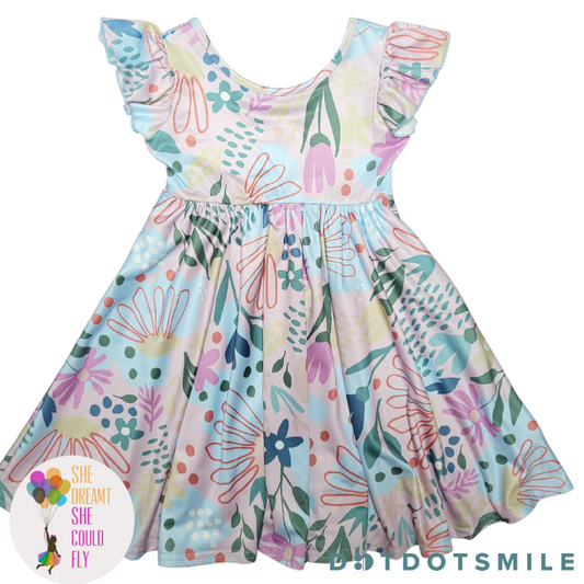 DotDotSmile Lilac Bouquet Empire Dress