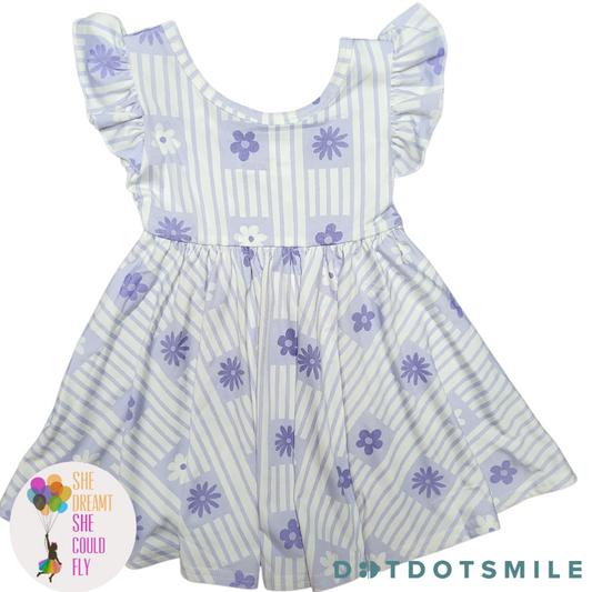 DotDotSmile Lavender Daisies Empire Dress