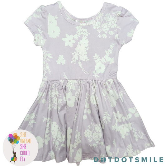 DotDotSmile Lovely Lilac Floral Cap Sleeve Dress