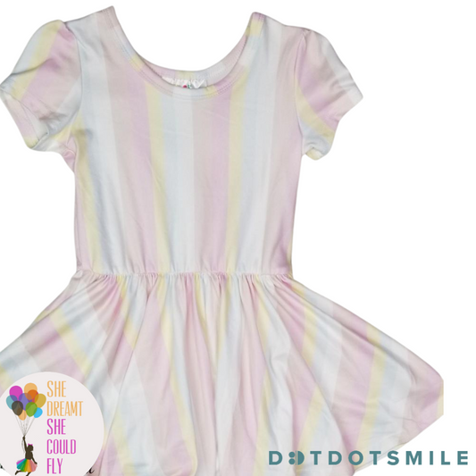 DotDotSmile Pastel Stripes Cap Sleeve Dress