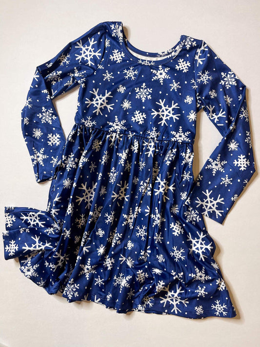 Charlie's Project Snowy Night Long-Sleeve Hugs Twirl Dress